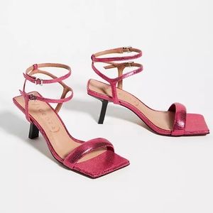 NIB Anthropologie Vicenza Strappy Metallic Heels